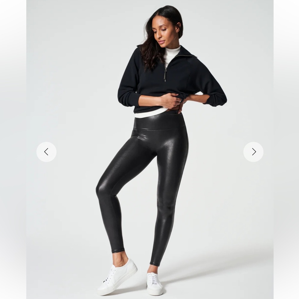 SPANX Faux Leather Black Leggings - Picture 1 of 6